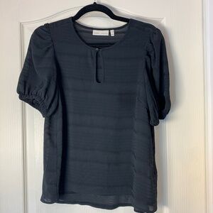 In Wear Copenhagen Black Sheer Textured Blouse – Puff Sleeve – EU 36 / US 8